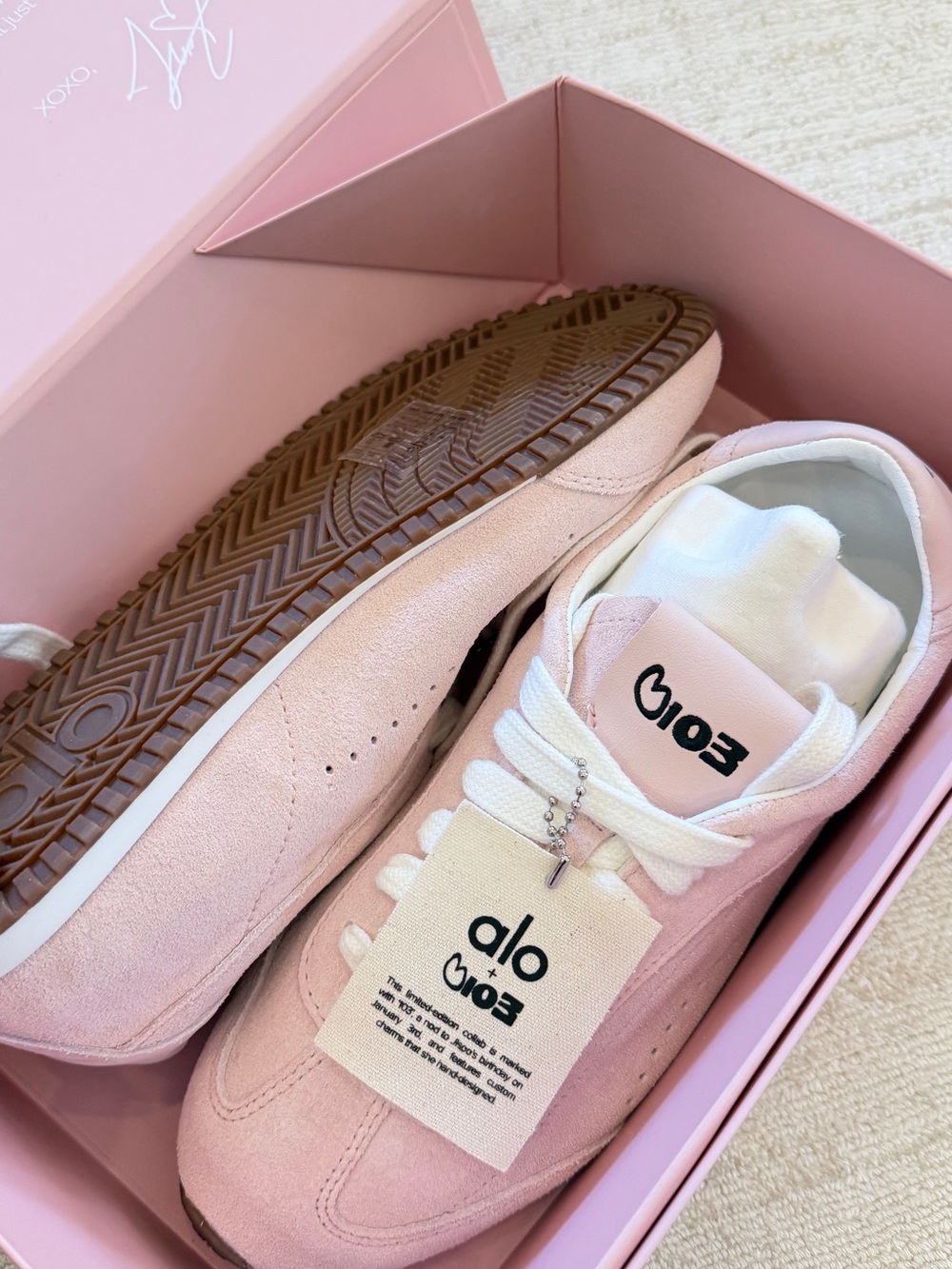 ALO Yoga Pink Suede Sneakers with Gum Rubber Sole-with Tag-Brand New